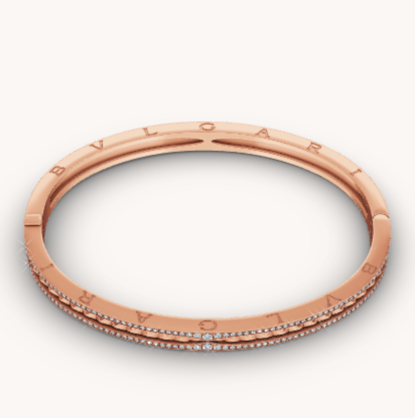 Bvlgari ZERO 1 SPIRAL AND PAVED DIAMOND PINK GOLD BRACELET
