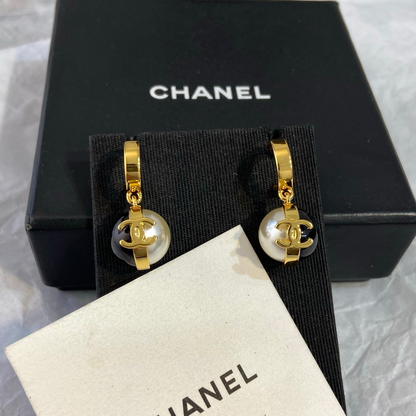 Chanel Double C Pearl Earrings