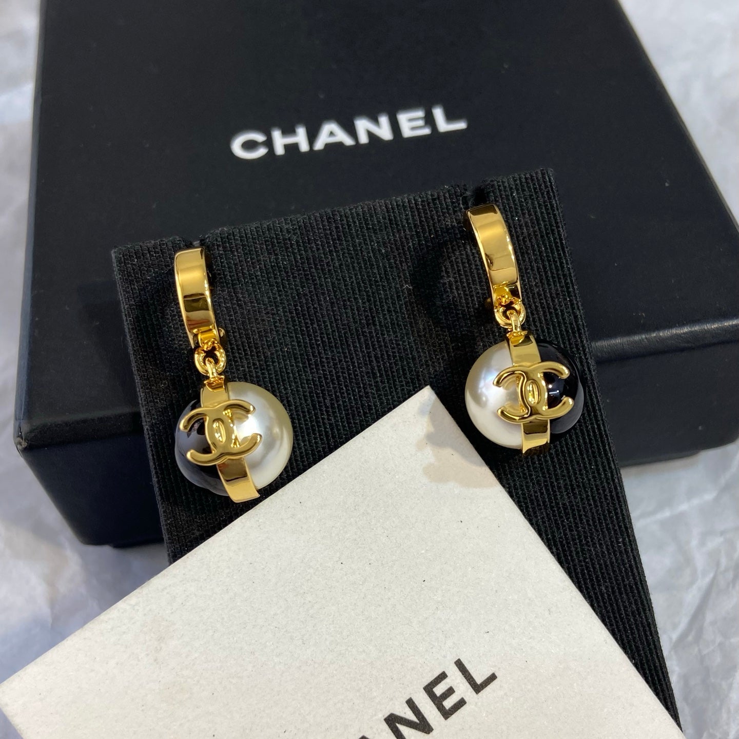 Chanel Double C Pearl Earrings
