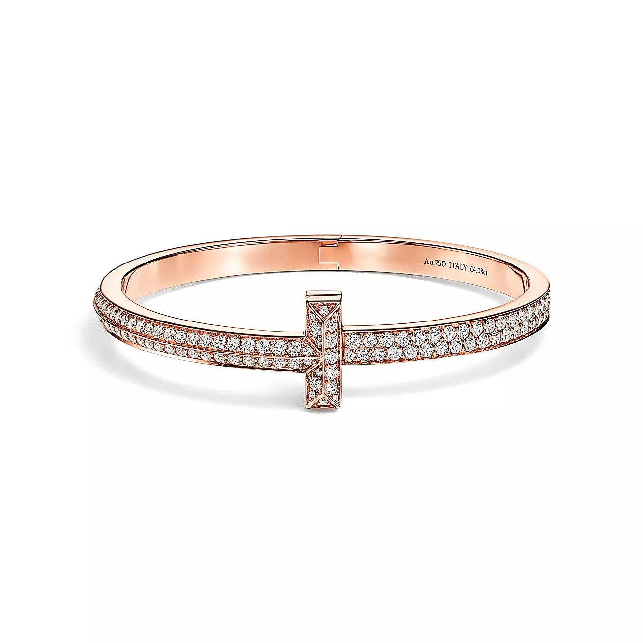 TIFFANY T1 WIDE HINGED BANGLE DIAMOND PAVED BRACELET