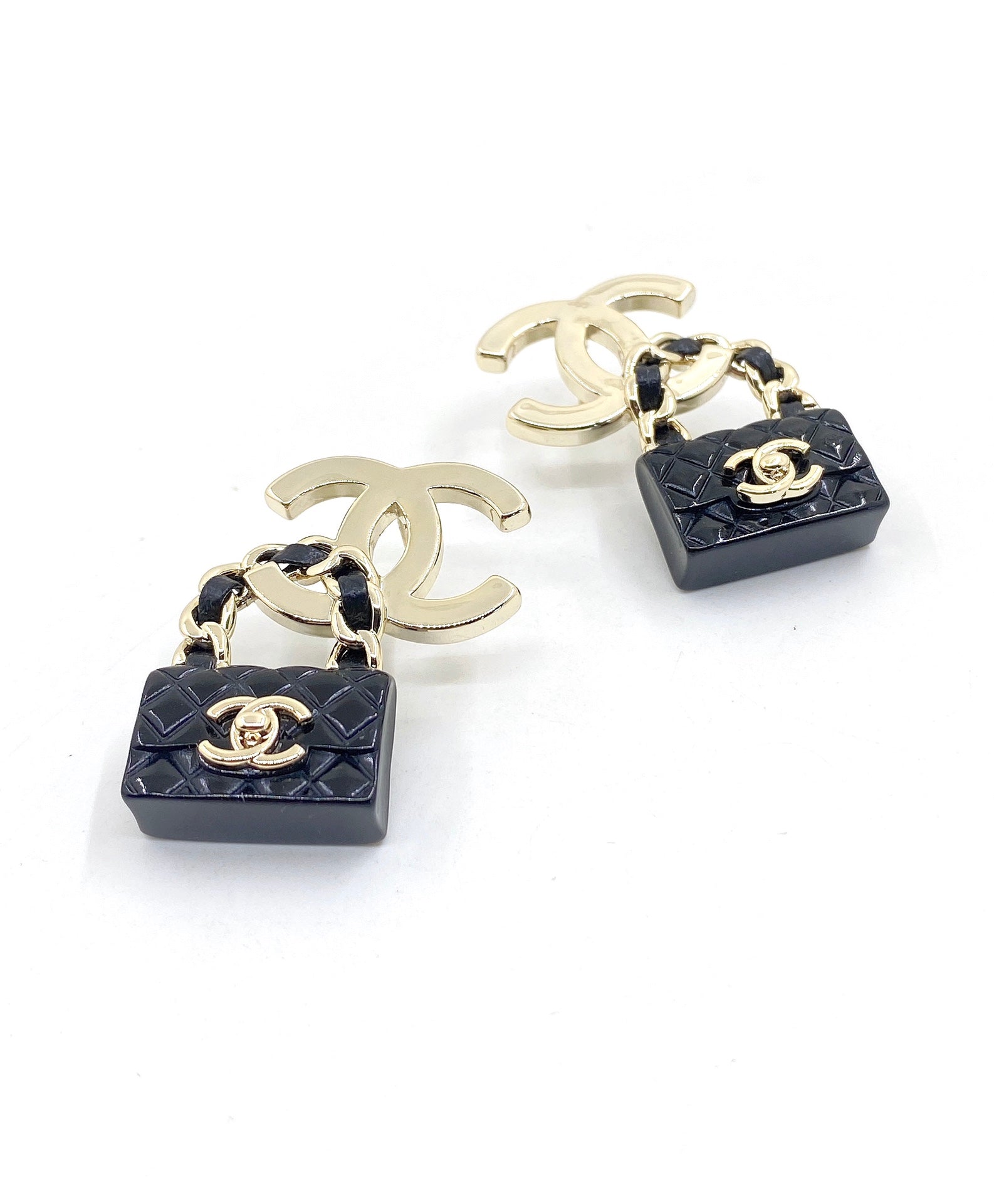 18K  Chanel Bag Drop Earrings