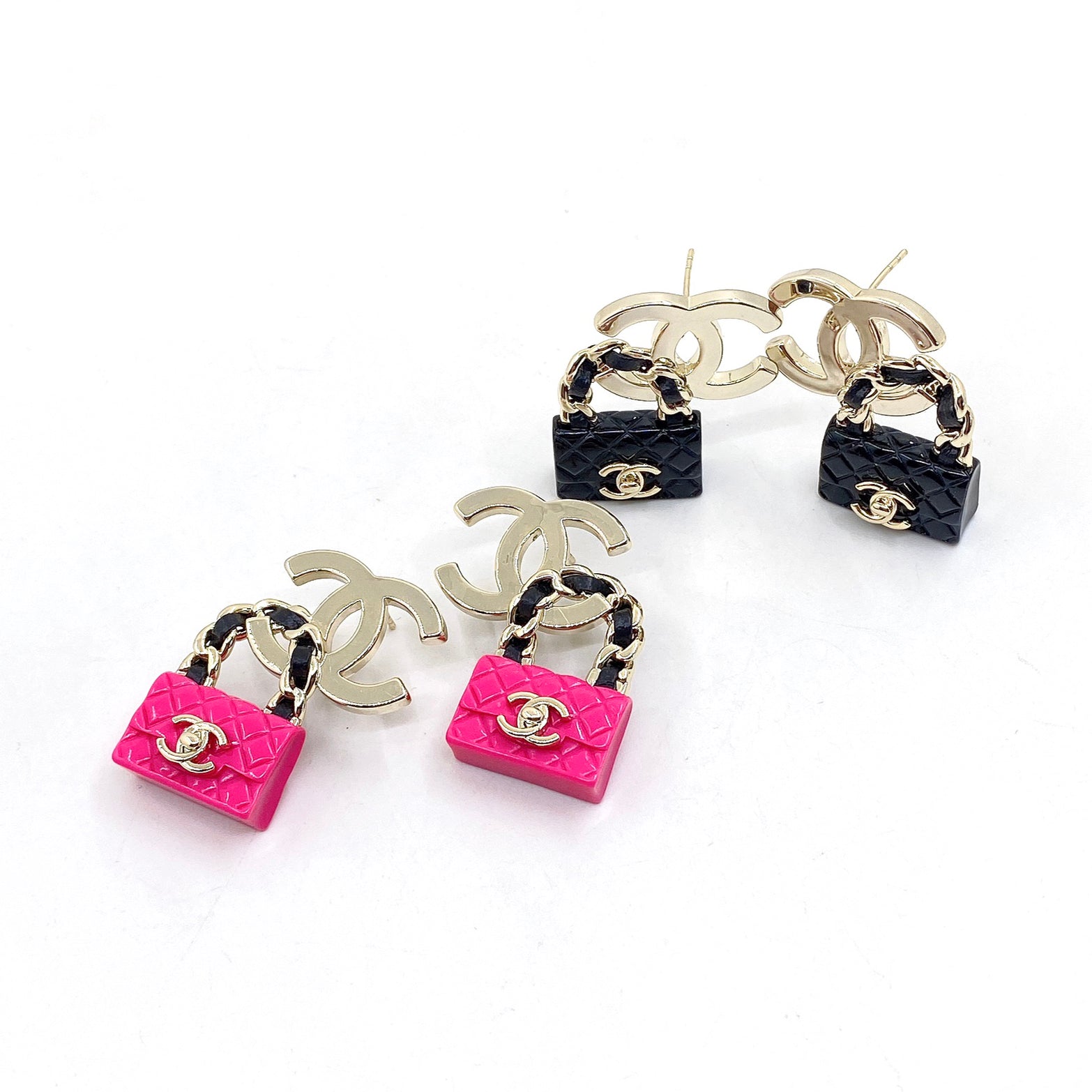 18K  Chanel Bag Drop Earrings